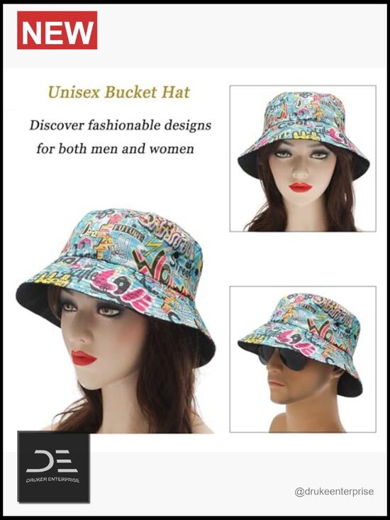 Printed Bucket Hat Unisex Packable Sun Hat Beach Vacation Travel main image 4